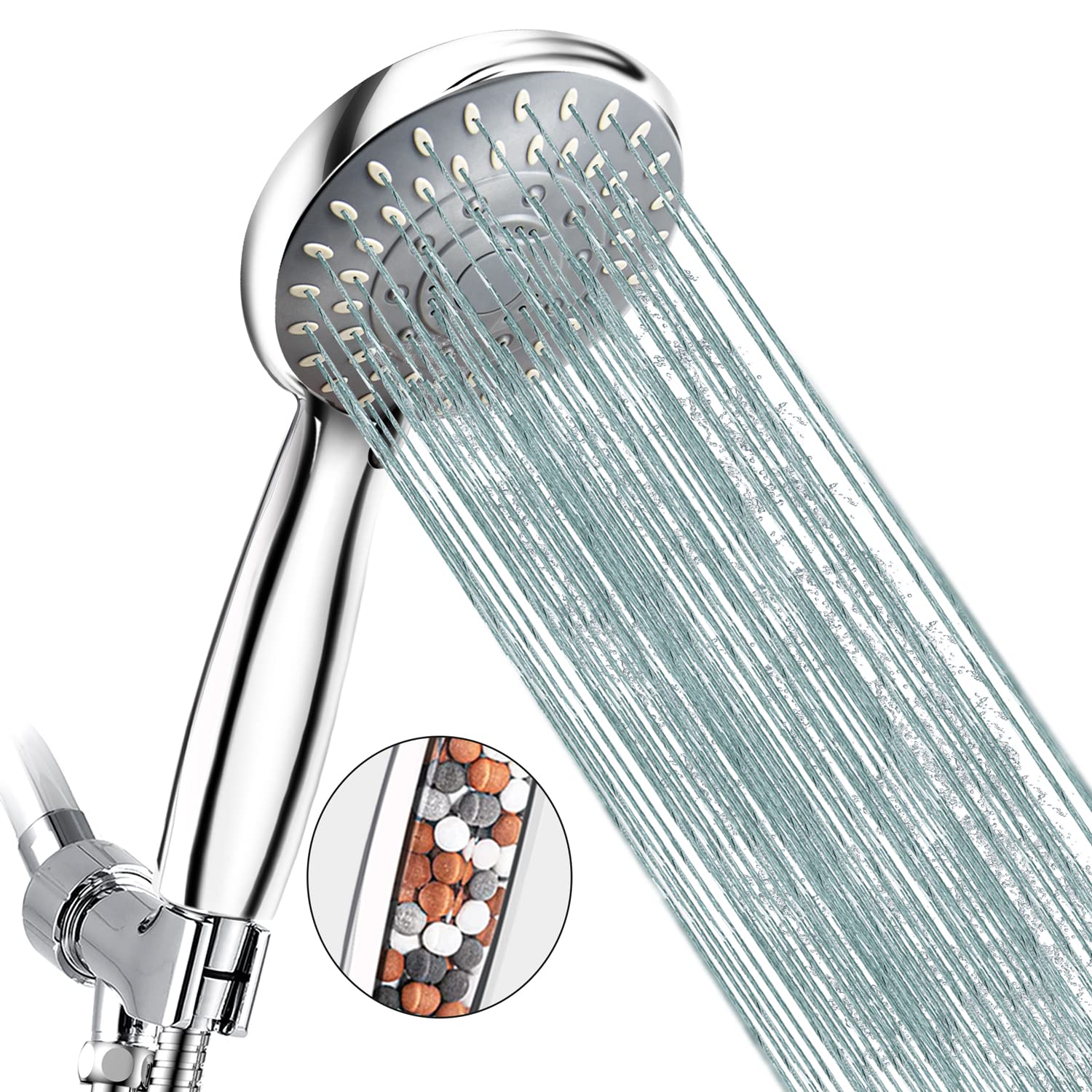 Filtered Shower Head High Pressure: INAVAMZ 5 Settings Shower Head with Filter For Hard Water Come with Bracket 59