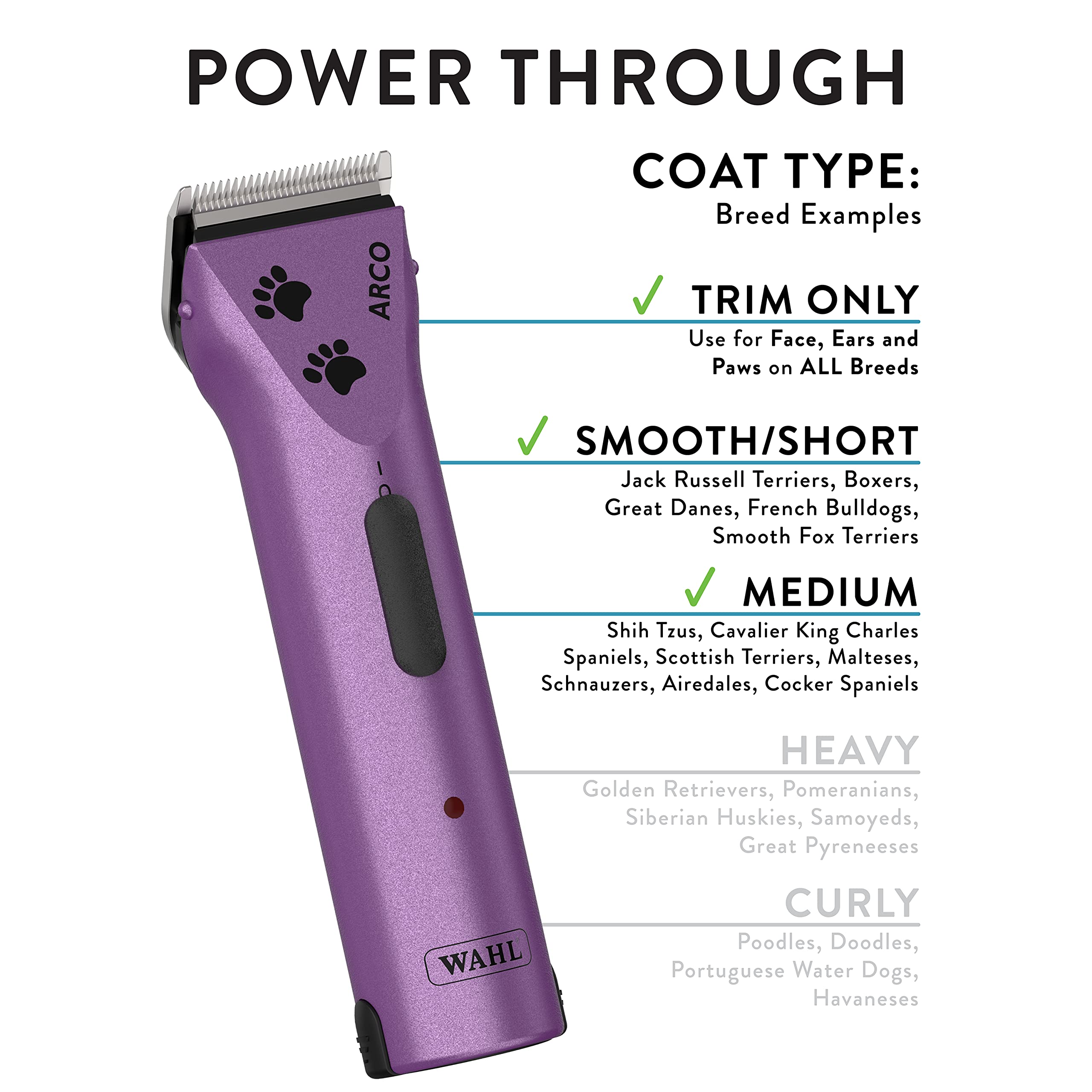 WAHL Professional Animal Arco Pet, Dog, Cat, and Horse Cordless Clipper Kit, Purple (8786-1001)