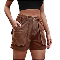 Women's Girls Cargo Shorts Summer Relaxed Fit Hiking Bermuda Shorts Denim Distressed High Waisted Pockets Jean Shorts