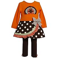 Bonnie Baby-Girls Newborn Turkey Appliqued Legging Set With Corduroy Skirt, Orange, 0-3 - 6-9 Months