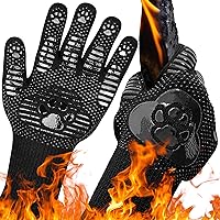 UBeesize Thickened BBQ Gloves (Bear Paw), 1472°F Heat Resistant Grill Gloves, 14 inch Lengthen Fireproof Oven Gloves for Cooking, Non-Slip Fire Gloves for Grilling, Barbecue, Smoker, Baking, Frying
