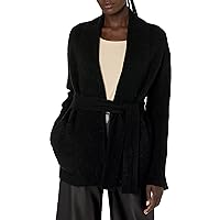 Vince Womens Belted Cardigan Coat Sweater, Black, XX-Small US