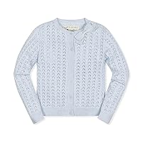 Hope & Henry Girls' Long Sleeve Fancy Cardigan Sweater with Stripe Trim