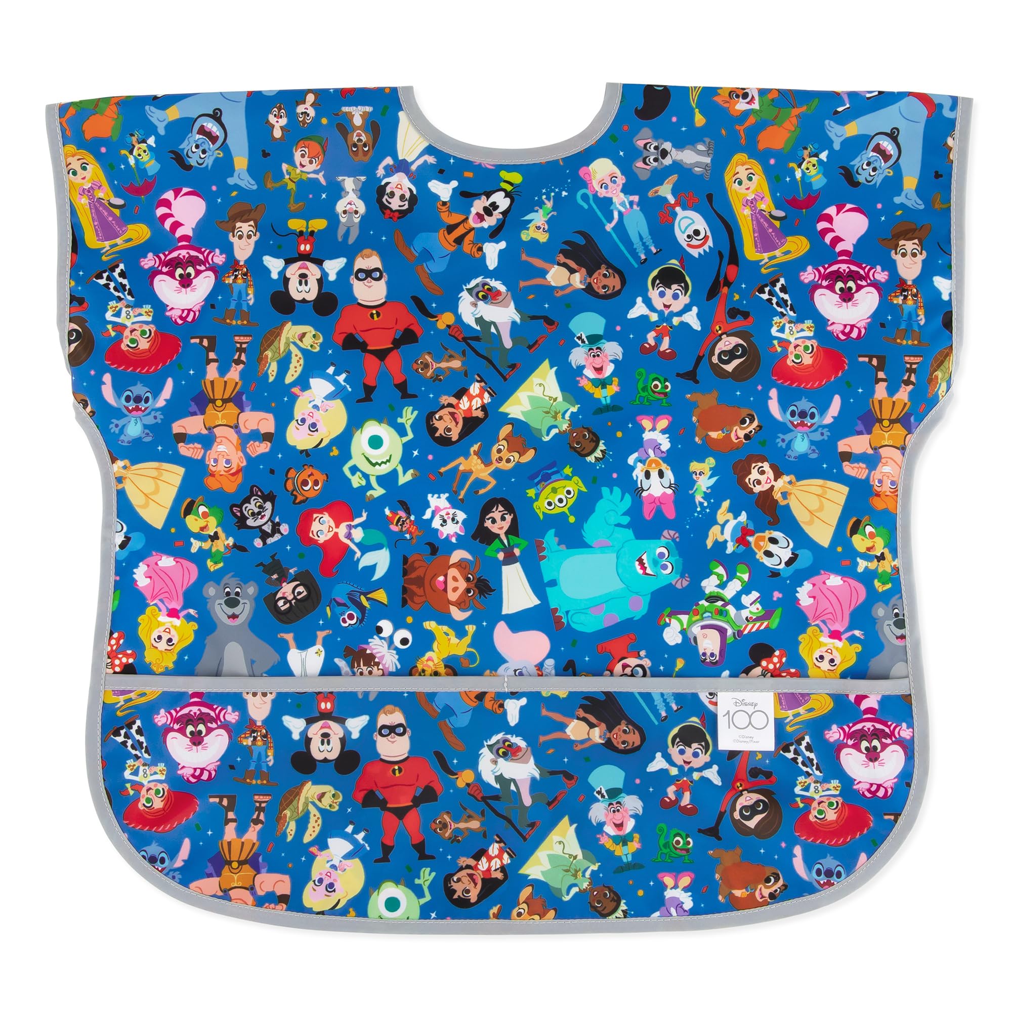 Bumkins Disney Short Sleeve Bib for Girl or Boy, Toddler and Kids for 1-3 Years, Large Size, Essential Must Have for Junior Children, Eating, Mess Saving Soft Fabric Apron, 100 Magical Celebration