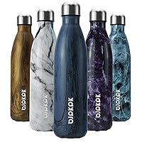 BJPKPK 25 oz Stainless Steel Insulated Water Bottle Cola Shape Water Bottles,Wood-Prussian Blue