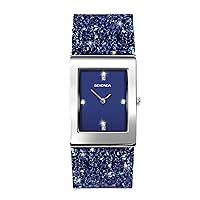 Sekonda Women's Dark Blue Bracelet Swarovski Luxury Crystal Watches, Silver Plated with Dark Blue Stone Set dial, Water Resistant, Extra Clasps, Seksy Collection (Dark Blue/Blue Dial)