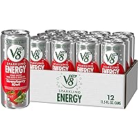 V8 +SPARKLING ENERGY Strawberry Kiwi Energy Drink, Made With Real Vegetable And Fruit Juices, 11.5 FL OZ Can (Pack Of 12)