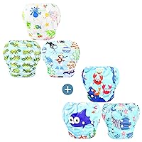 wegreeco Baby & Toddler Snap One Size Adjustable Reusable Baby Swim Diaper Diving, Ocean, Turtle, Large Bundle with Sea-Elves Large