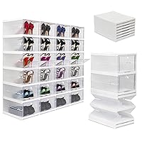 Collapsible Shoe Rack Organizer - 24-Compartment Clear Door Storage Containers - Sturdy, Foldable Shoes, Boots, Sneaker Display Cabinet - Stackable Cube Shelf Organization - US-Based Brand