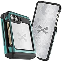 Ghostek ATOMIC slim Samsung Flip 5 Case Clear Back with Green Aluminum Metal Bumper Premium Rugged Heavy Duty Shockproof Protection Phone Covers Designed for 2023 Samsung Galaxy ZFlip5 (6.7in) (Green)