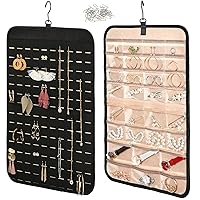 Hanging Jewelry Holder Organizer Up to 300 Pairs Earrings Organizer, 30 Pockets & 40 Hooks for Necklace Holder for Earrings, Necklaces, Rings & Bracelets