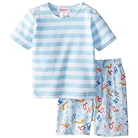 Zutano Baby Boys Bluebird Stripe Short Sleeve Tee and Short Set