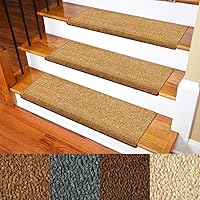 Carpet Stair Treads – Non-Slip Bullnose Carpet for Stairs – Indoor Stair Pads – Self-Adhesive & Easy Installation – Pet & Child Friendly – Skid Resistant & Washable – 14- Pack Brown 10