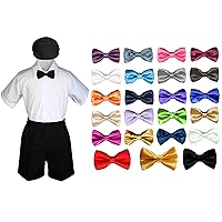 Baby Toddler Boy Wedding Party Suit Black Shorts Shirt Hat Bow Tie Set Sm-4T