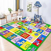 beetoy Baby Cotton Play Mat for Floor, Super Soft Extra Thick (0.6cm) Baby Mat, Foldable Non-Slip Baby Crawling Mat for Playing Area Rug Gym Large Padded Tummy Time Mat, ABC Playmat for Infant Toddler