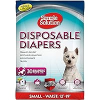 Simple Solution Disposable Dog Diapers for Female Dogs | Super Absorbent Leak-Proof Fit | Females in Heat, Excitable Urination, Incontinence, or Puppy Training | Small | White ,30 Count