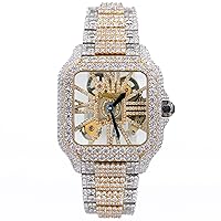 Skeleton Fully Iced Out VVS White Moissanite Swiss Automatic Movement Hip Hop Studded Luxury Handmade Men's Watches