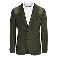 PJ PAUL JONES Men's Blazer Herringbone Tweed Sport Coats Two Button Wool Blend Formal Jacket