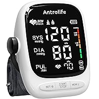 Blood Pressure Monitor by Antrolife - Automatic Upper Arm Machine & Accurate Adjustable Digital BP Cuff Kit - Largest Backlit Display - Pulse Rate Monitoring Meter - with Batteries, Bag (White)