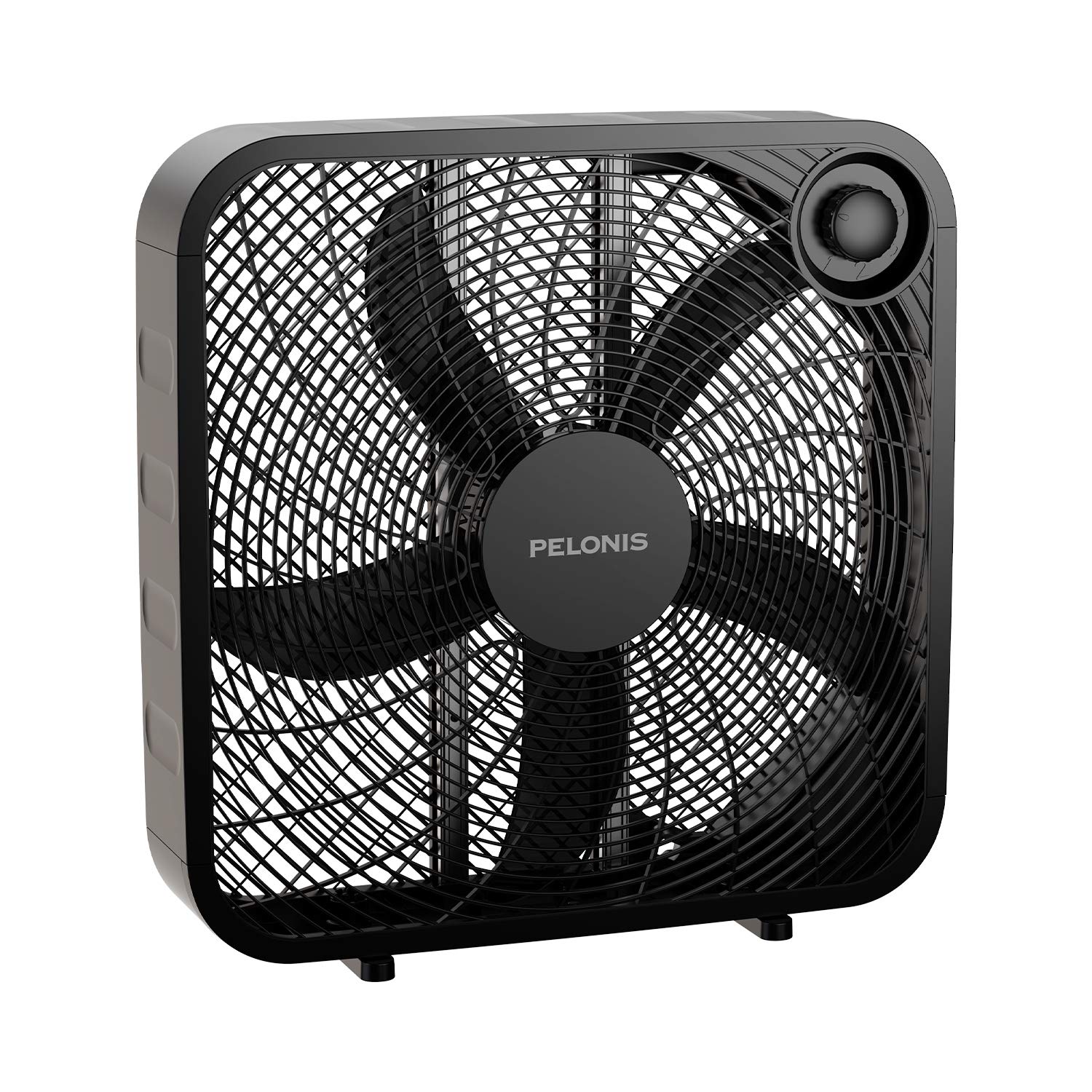 PELONIS 3-Speed Box Fan For Full-Force Circulation With Air Conditioner, Upgrade Floor Fan, Black