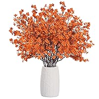 6Pcs Artificial Fall Flowers Babys Breath Flower Bulk Fake Orange Silk Flowers Artificial Gypsophila Bouquet Floral for Home Festival Wedding Party Décor