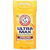Arm & Hammer Ultra Max Invisible Solid Wide Stick Antiperspirant Deodorant, Active Sport, 2.6 Ounce