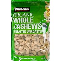 Kirkland Signature Organic Whole Cashews Unsalted Unroasted, 40 Ounce