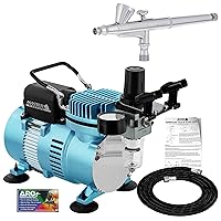 Master Airbrush Cool Runner II Dual Fan Air Compressor System Kit with a G34 Gravity Feed Dual-Action Airbrush Set with 0.3 mm Tip, 1/16 oz. Fluid Cup - Holder, How-To Guide - Hobby, Auto, Cake Tattoo