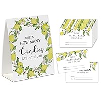 Greenery Guess How Many Candies Are In The Jar Game (1 Standing Sign + 50 Guess Cards), Lemon Bridal Shower Game, Citrus Lemon Baby Shower Game, Baby Shower Ideas-GHMC11