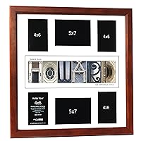 Creative Letter Art© Personalized 20 by 20 inch Framed 6 Opening Time Capsule Collage created with Architectural Alphabet Photograph Letters for Personalized Gift Book Registry including Signature Board - Holds 4 by 6 and 5 by 7 inch Photos