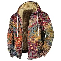 Plus Size Winter Jacket for Men Fleece Lined Jacket Thicken Warm Coat Zip Up Work Jacket Fleece Sweatshirt Hoodie