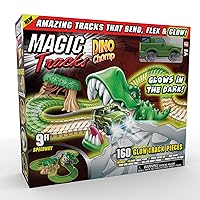 Magic Tracks Dino Chomp Glow in The Dark Racetrack Set with 9 Feet of Speedway