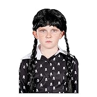 Toynk Wednesday Inspired Gothic Girl Black Braided Black Child Costume Wig