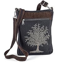 Canvas Crossbody Bag, Hippie Purse Handbag For Women, Top Zip Closure & Pockets, Adjustable and Removable Strap, 9 ½”W x 12”H