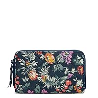 Vera Bradley Cotton Deluxe Travel Wallet with RFID Protection, Fresh-Cut Floral Green