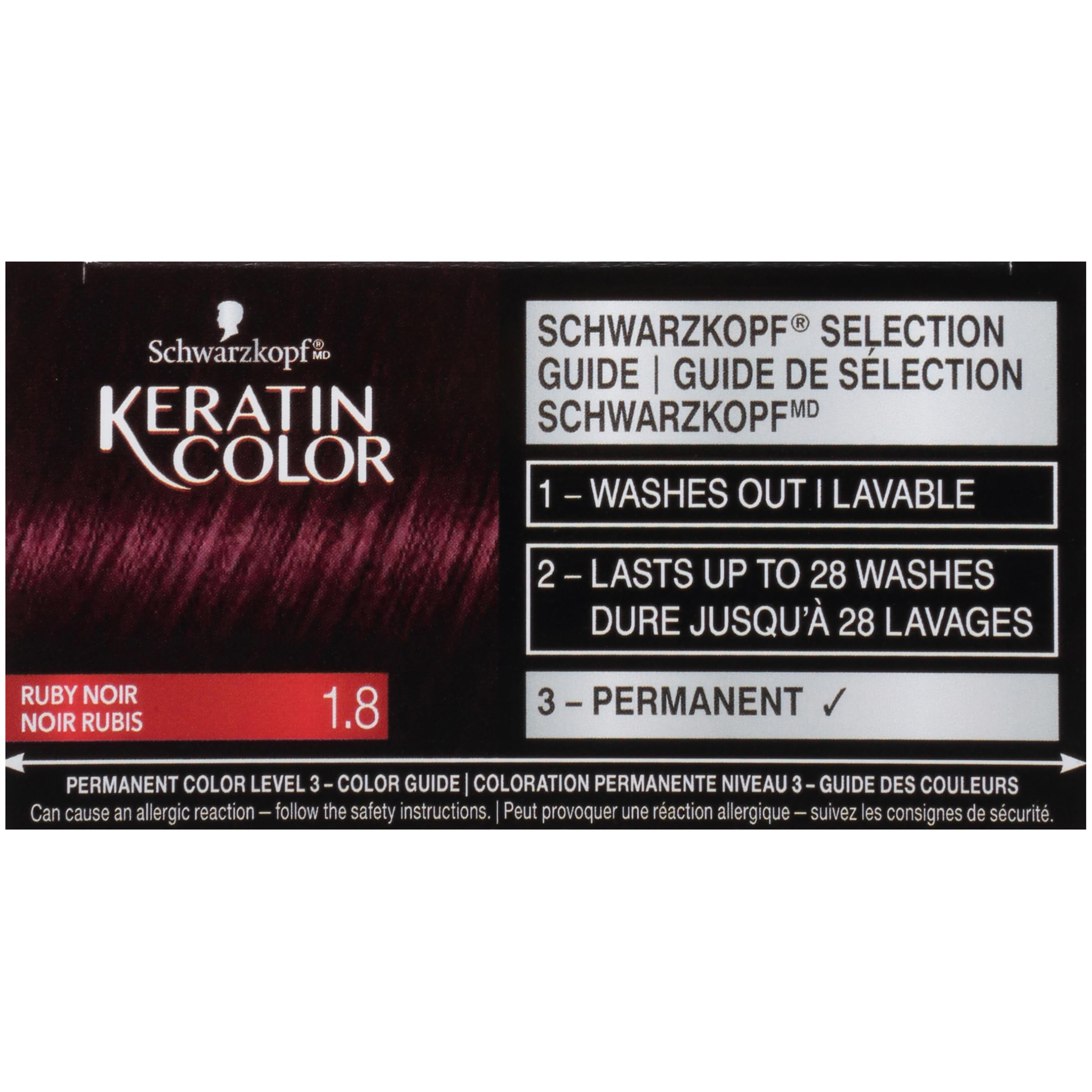 Schwarzkopf Keratin Color Permanent Hair Color Cream, 1.8 Ruby Noir