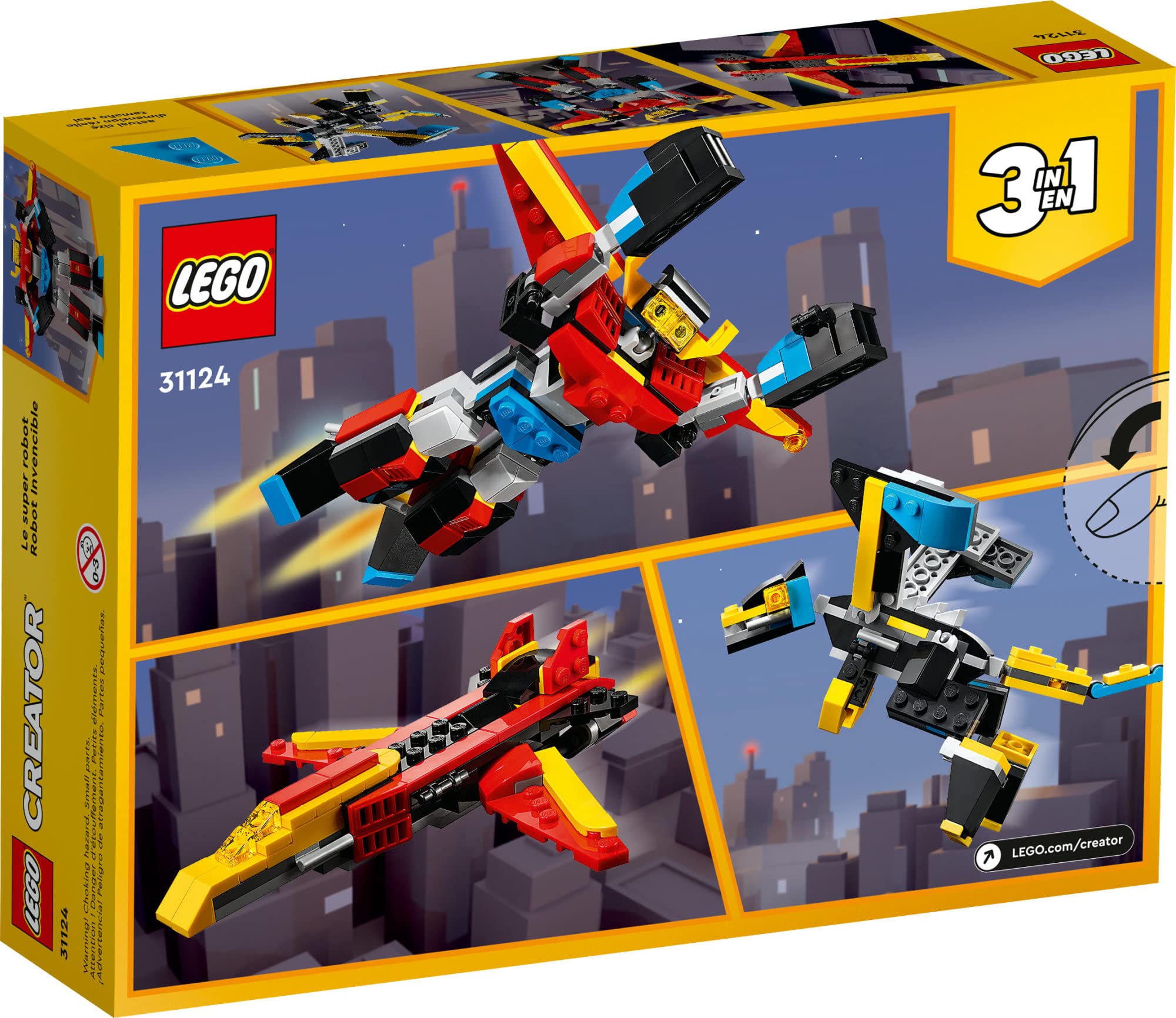 LEGO Creator 3in1 Super Robot 31124 Building Kit, Kids Can Build a Toy Robot, Toy Dragon, and Model Jet Plane, Creative Gift for Kids, Boys, Girls Age 7+ Years Old