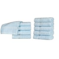 Superior Egyptian Cotton 10-Piece Face Towel Set, Small Towels for Facial, Spa, Quick Dry, Absorbent Towels, Bathroom Accessories, Guest Bath, Home Essentials, Washcloth, Airbnb, Light Blue