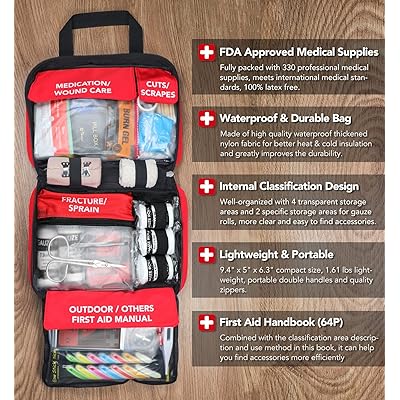 Mua 330 Piece First Aid Kit, Premium Waterproof Compact Trauma