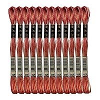 Magical Color Variegated Cross Stitch Thread Color Variations Embroidery Floss Pack, 8.7-Yard, Tropical Sunset, Pack of 12 Skeins