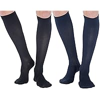 (4 Pairs) Compression Socks Men 20-30mmHg for Circulation Varicose Veins Arthritis Post Surgery Diabetic - Compression Knee Hi Hose for Men - Made in USA - Navy & Black, Small