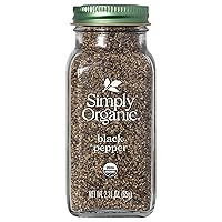Simply Organic Ground Black Pepper, 2.31-Ounce Jar, Medium Ground Pepper, Certified Organic, Kosher, Potent Pepper Taste