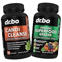 Candi Cleanse & Organic Superfood Greens & Fruit Supplements - Oregano Balance Control Support Supplement Cleanser - Daily Energy Super Food Fruits and Veggies Supplement Tablets Plus Vegetable Foods
