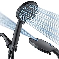 AquaCare High Pressure 8-mode Handheld Shower Head - Anti-clog Nozzles, Built-in Power Wash to Clean Tub, Tile & Pets, Extra Long 6 ft. Stainless Steel Hose, Wall & Overhead Brackets - 1.8 GPM