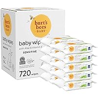 Burt’s Bees Baby Wipes, Unscented Natural Baby Wipes for Sensitive Skin with Aloe and Vitamin E - 72 Wipes – 10 Pack