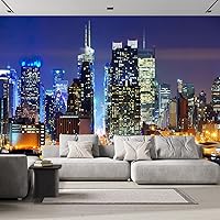 wall26 - Lower Manhattan from Across The Hudson River in New York City. - Removable Wall Mural | Self-Adhesive Large Wallpaper - 100x144 inches
