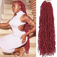 Soft Locs Burgundy Red Faux Locs Crochet Hair 30 Inch 7 Packs Long Crochet Locs Goddess Locs Natural Synthetic Pre looped Crochet Braids For Butterfly Locs Crochet Hair (30 Inch (Pack of 7), BG#)