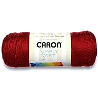 Caron Simply Soft Solids Yarn (4) Medium Gauge 100% Acrylic - 6 oz - Autumn Red - Machine Wash & Dry