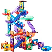 88 PCS Magnetic Marble Run Expansion Pack, Ultimate Marble Race Track, STEM Building Marble Toy & Learning Educational Magnet Construction Marble Track, Marble Run for Kids Ages
