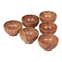 Set of 6 Acacia wood small bowls, 4 fl oz 3.25 * 2 inches | Hand carved wooden Kitchen Mini Cups for dipping sauce, salsa, Prep, salt & Condiments | Charcuterie board accessories